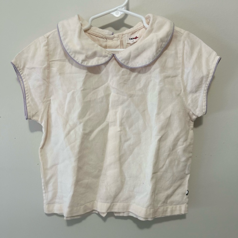 Oeuf Cream Kids Blouse with Peter Pan Collar